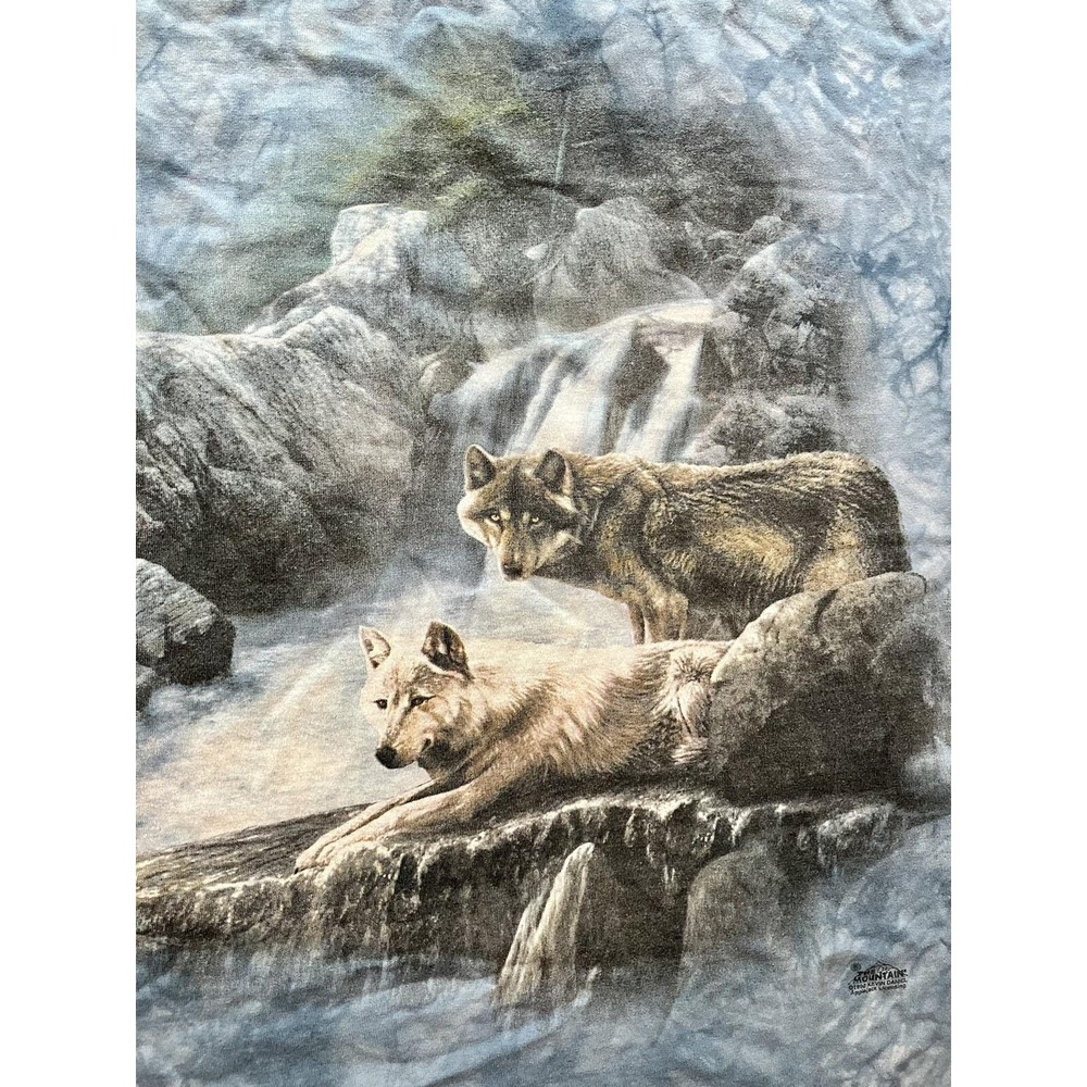 Vintage 1999 The Mountain Wolf Tie Dye T-Shirt Kevin Daniel Tulsa Zoo Blue XL